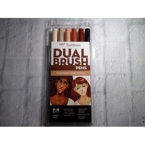 Tombow Dual Brush Pens Portrait Palette 6PK Blendable Lettering Art Crafts NEW